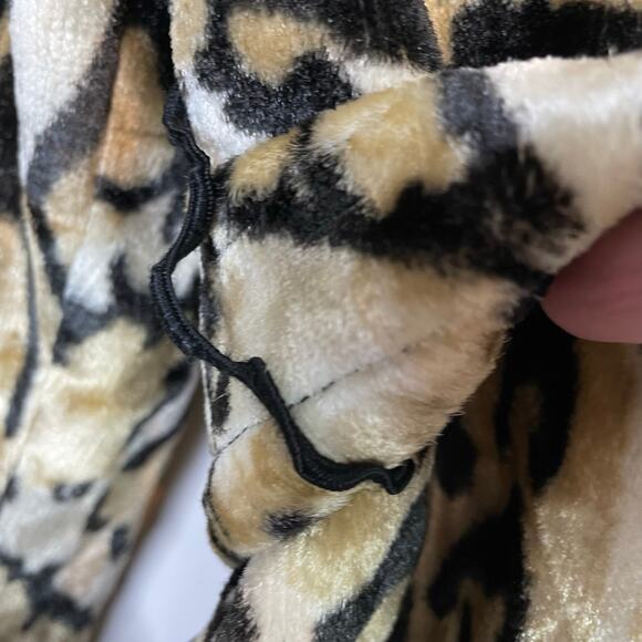 Vintage 60s 70s Glenbrooke Mod Velvet Faux Fur Leopard Ocelot Belted Jacket Coat - Picture 10 of 16